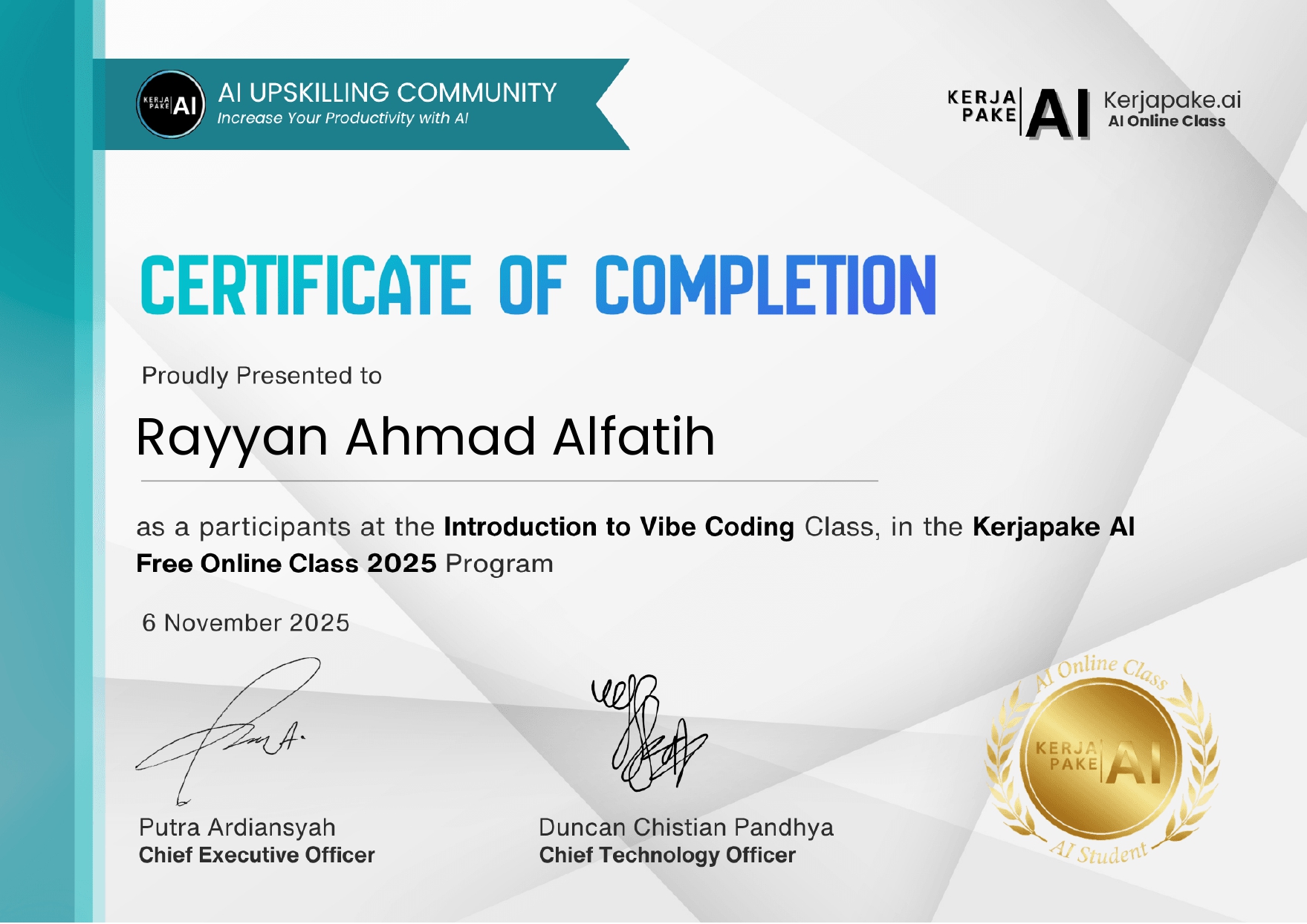 Sertifikat Vibe Coding